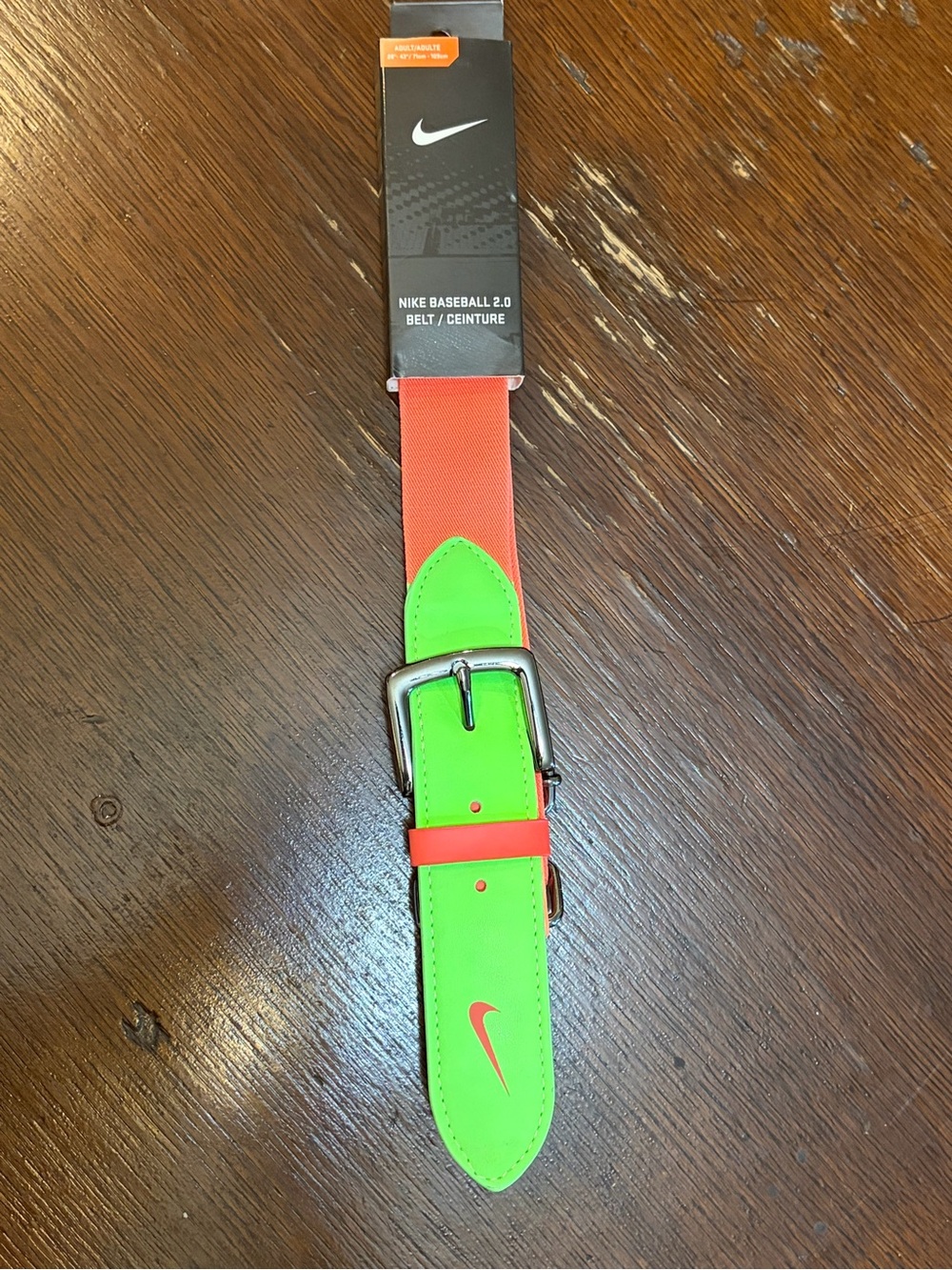 Nike Baseball 2.0 Belt Adult Adjustable Green Orange NWT